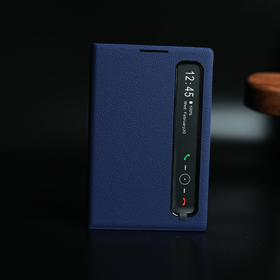Smart View Leather Texture Flip Stand Case For Samsung Galaxy Z Fold 8 (Blue)