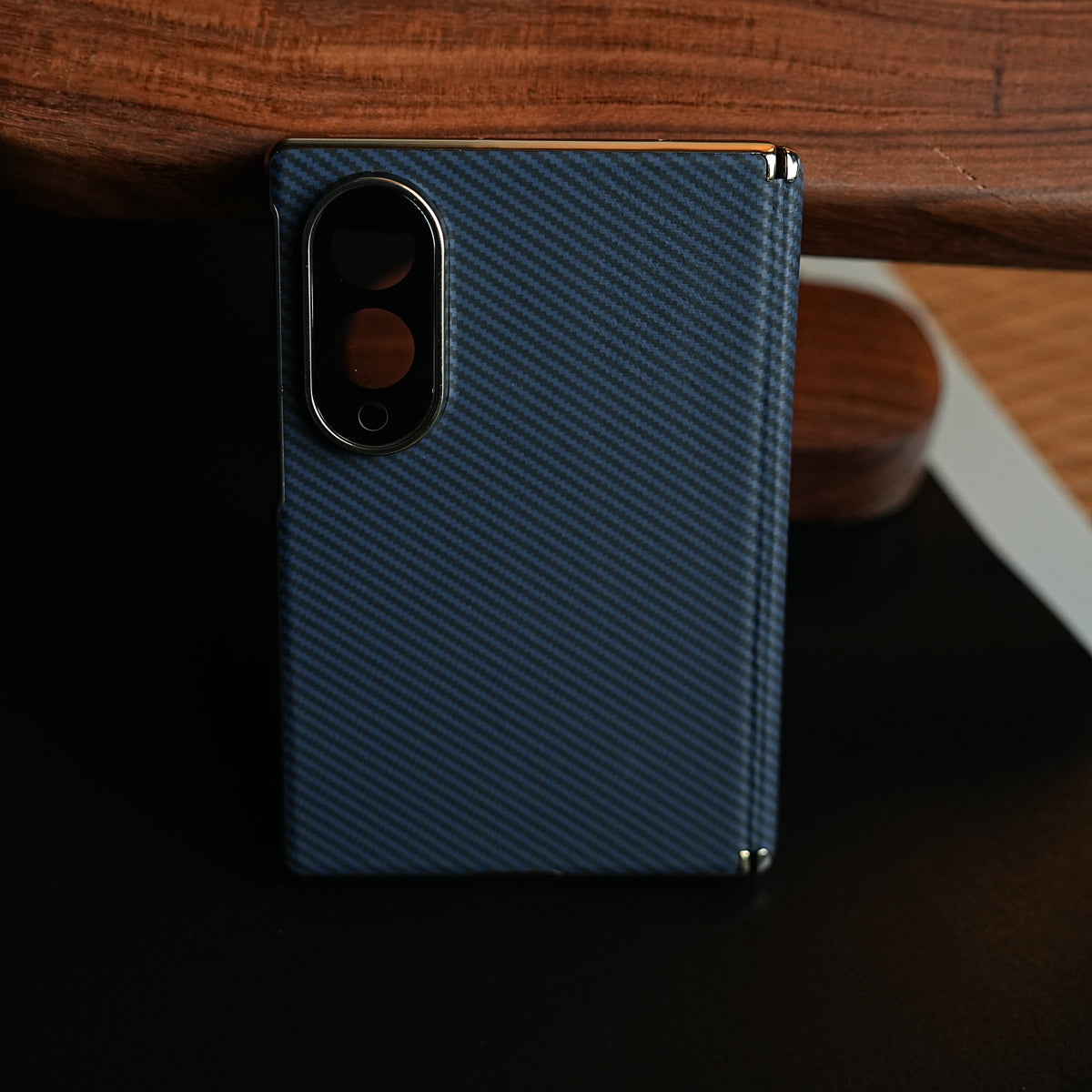 Carbon Fiber Texture Slim Case For Samsung Galaxy Z Fold 8 | Hinge Protection (Blue)