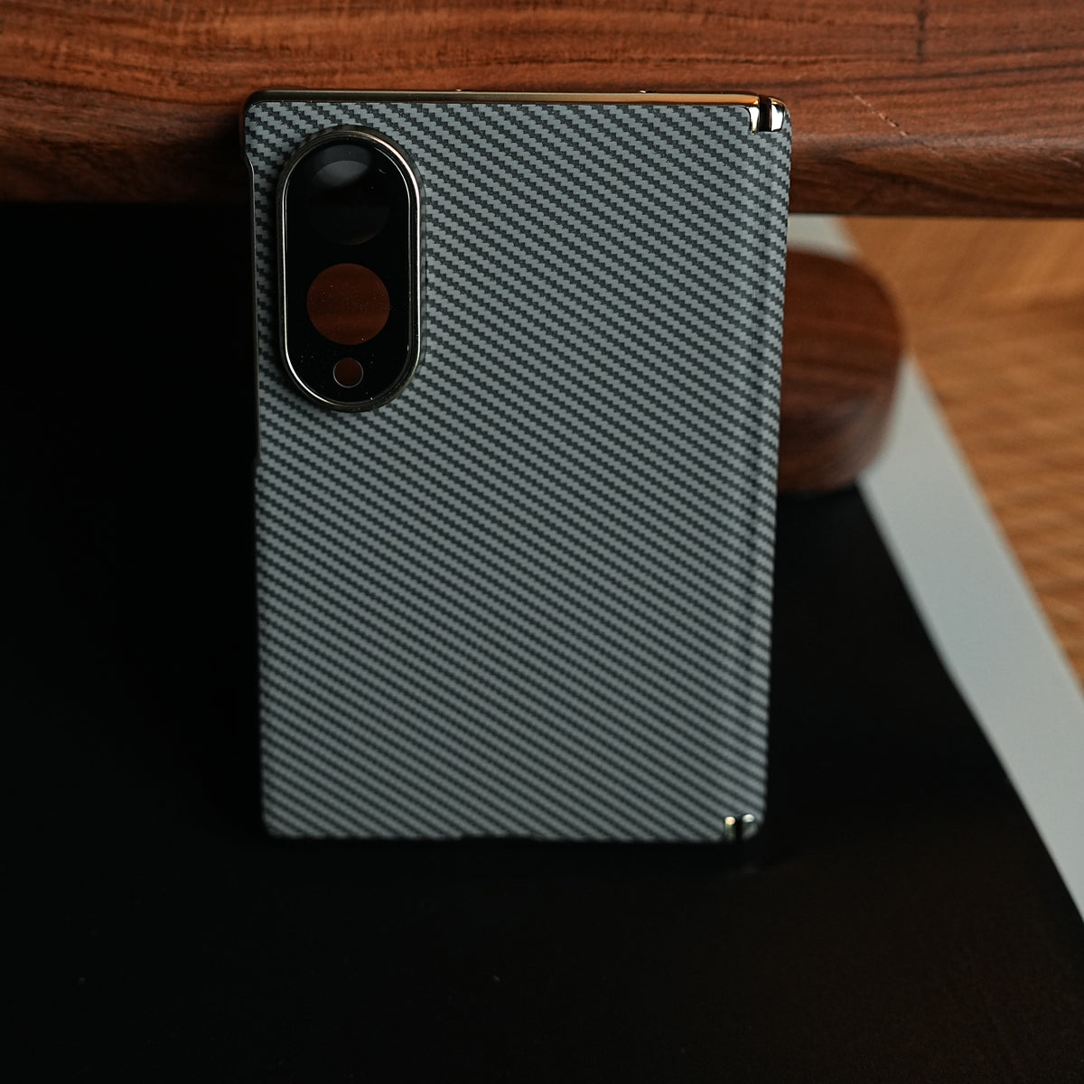 Carbon Fiber Texture Slim Case For Samsung Galaxy Z Fold 8 | Hinge Protection (Gray)