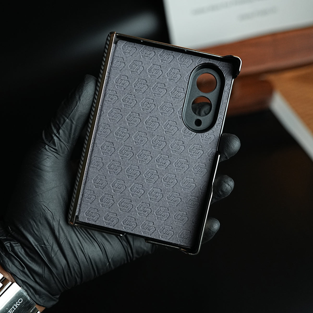 Carbon Fiber Texture Slim Case For Samsung Galaxy Z Fold 8 | Hinge Protection (Gray)