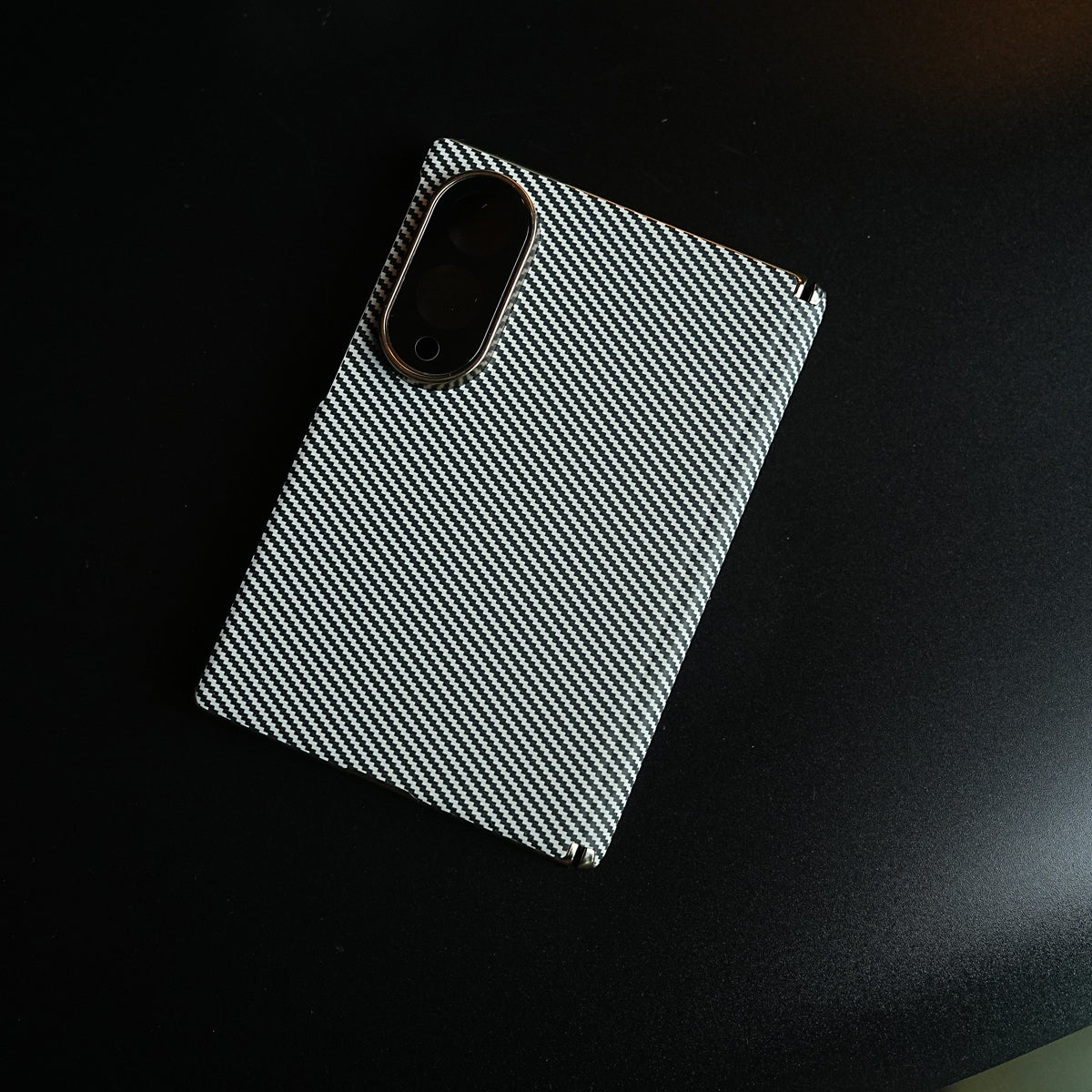 Carbon Fiber Texture Slim Case For Samsung Galaxy Z Fold 8 | Hinge Protection (White)