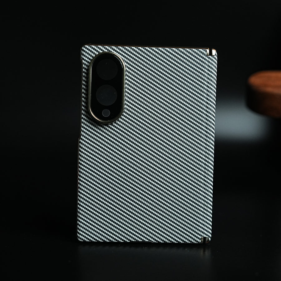 Carbon Fiber Texture Slim Case For Samsung Galaxy Z Fold 8 | Hinge Protection (White)