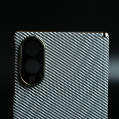 Carbon Fiber Texture Slim Case For Samsung Galaxy Z Fold 8 | Hinge Protection (White)
