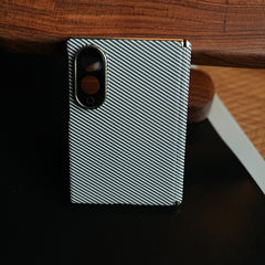 Carbon Fiber Texture Slim Case For Samsung Galaxy Z Fold 8 | Hinge Protection (White)