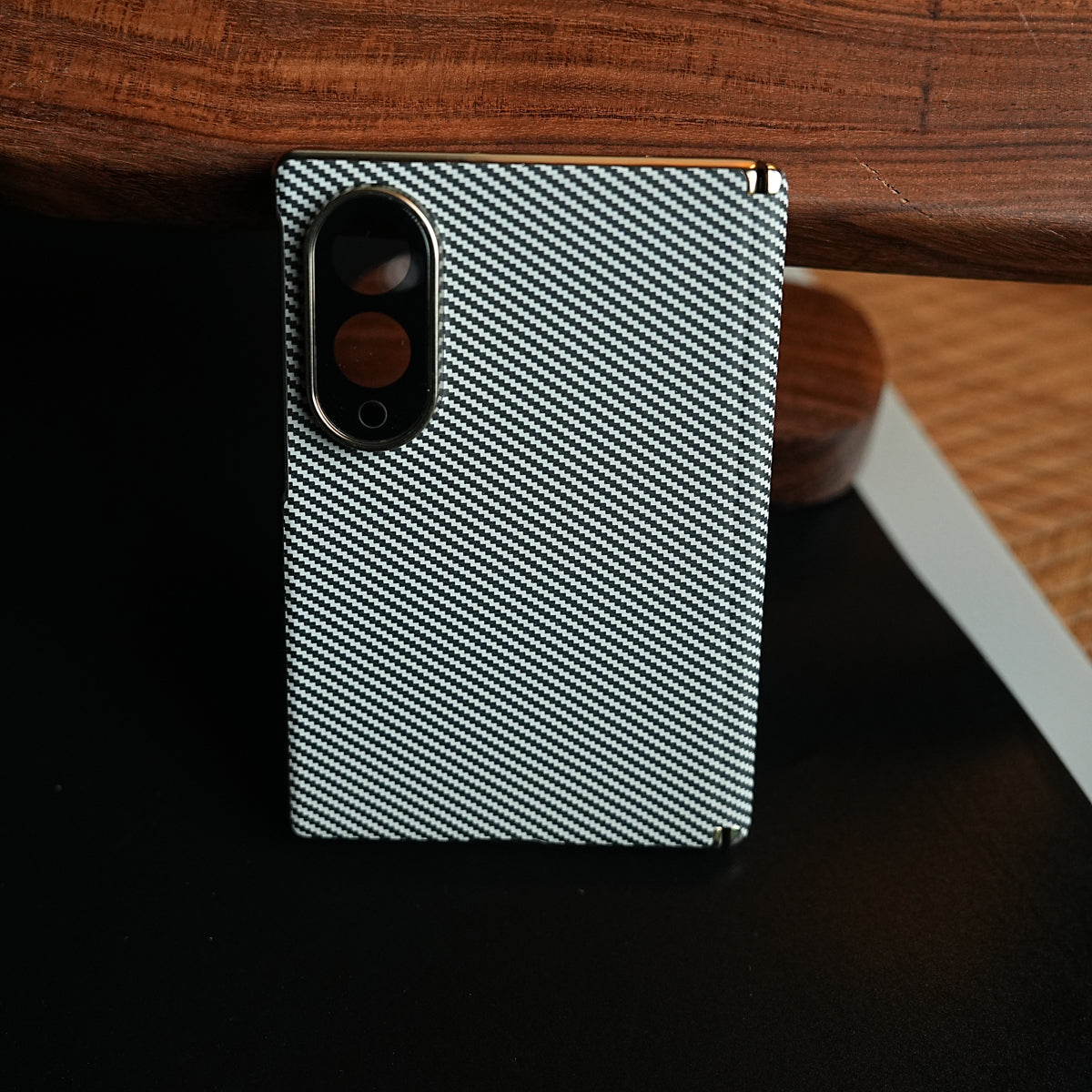Carbon Fiber Texture Slim Case For Samsung Galaxy Z Fold 8 | Hinge Protection (White)