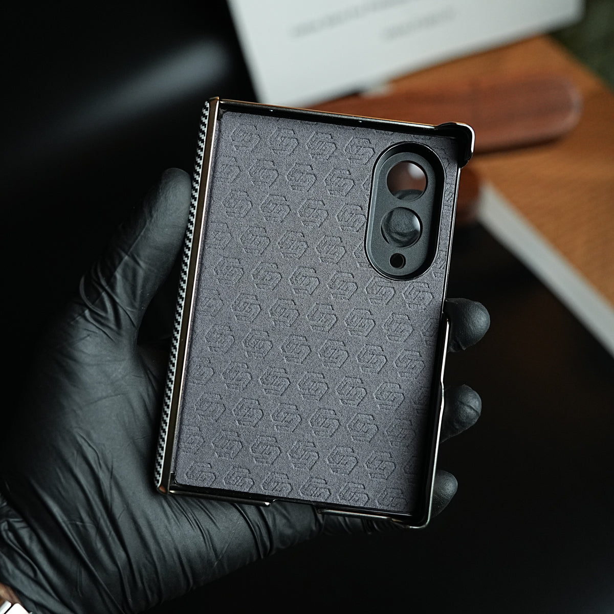 Carbon Fiber Texture Slim Case For Samsung Galaxy Z Fold 8 | Hinge Protection (White)