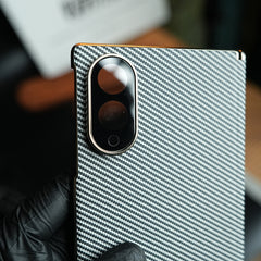 Carbon Fiber Texture Slim Case For Samsung Galaxy Z Fold 8 | Hinge Protection (White)