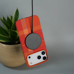 iPhone 17 Pro Max Carbon Fiber Texture Design Hard Pc MagSafe Case Cover OrangeMix