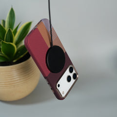 iPhone 17 Pro Max Carbon Fiber Texture Design Hard Pc MagSafe Case Cover MaroonTop Design