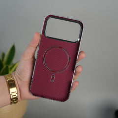 iPhone 17 Pro Carbon Fiber Texture Design Hard Pc MagSafe Case Cover GrayBlackLine Design