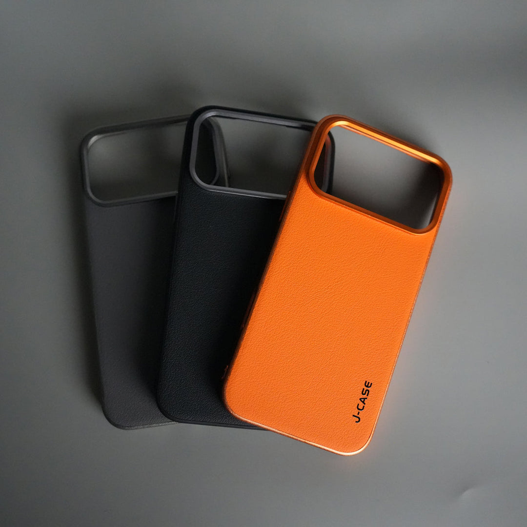 iPhone 17 Pro Max Luxury Leather Matte Case | Slim Protective Metal Frame Back Cover