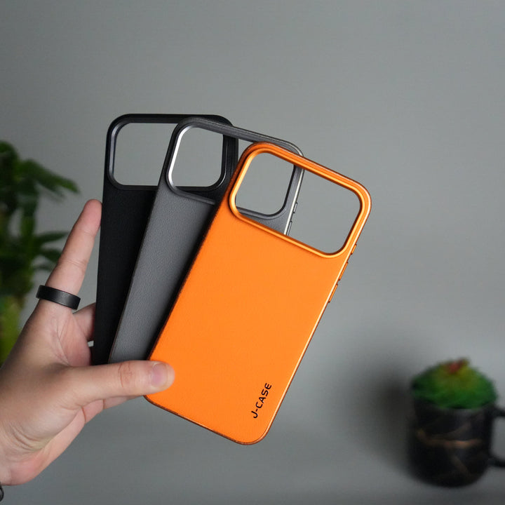 iPhone 17 Pro Max Luxury Leather Matte Case | Slim Protective Metal Frame Back Cover