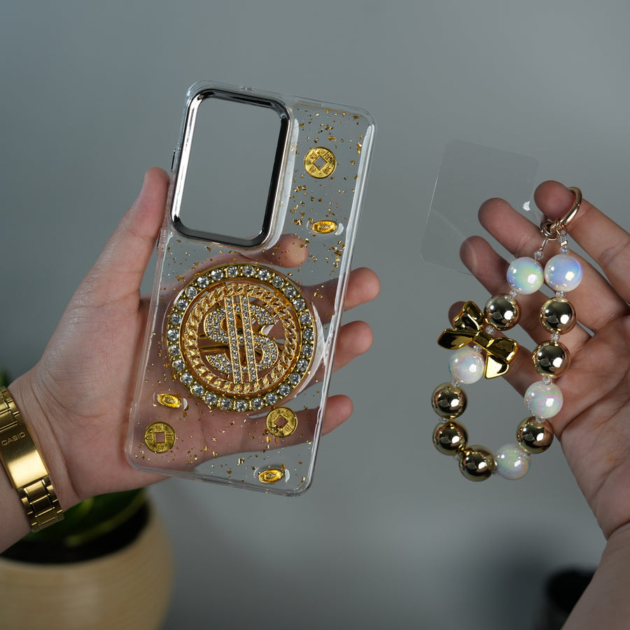 Samsung Galaxy S26 Ultra Rotation Dollar Bracelet Wristband Chain Phone Case Cover