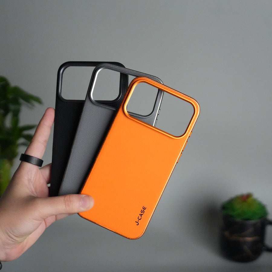 iPhone 17 Pro Luxury Leather Matte Case | Slim Protective Metal Frame Back Cover