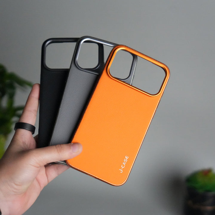 iPhone 17 Pro Max Luxury Leather Matte Case | Slim Protective Metal Frame Back Cover