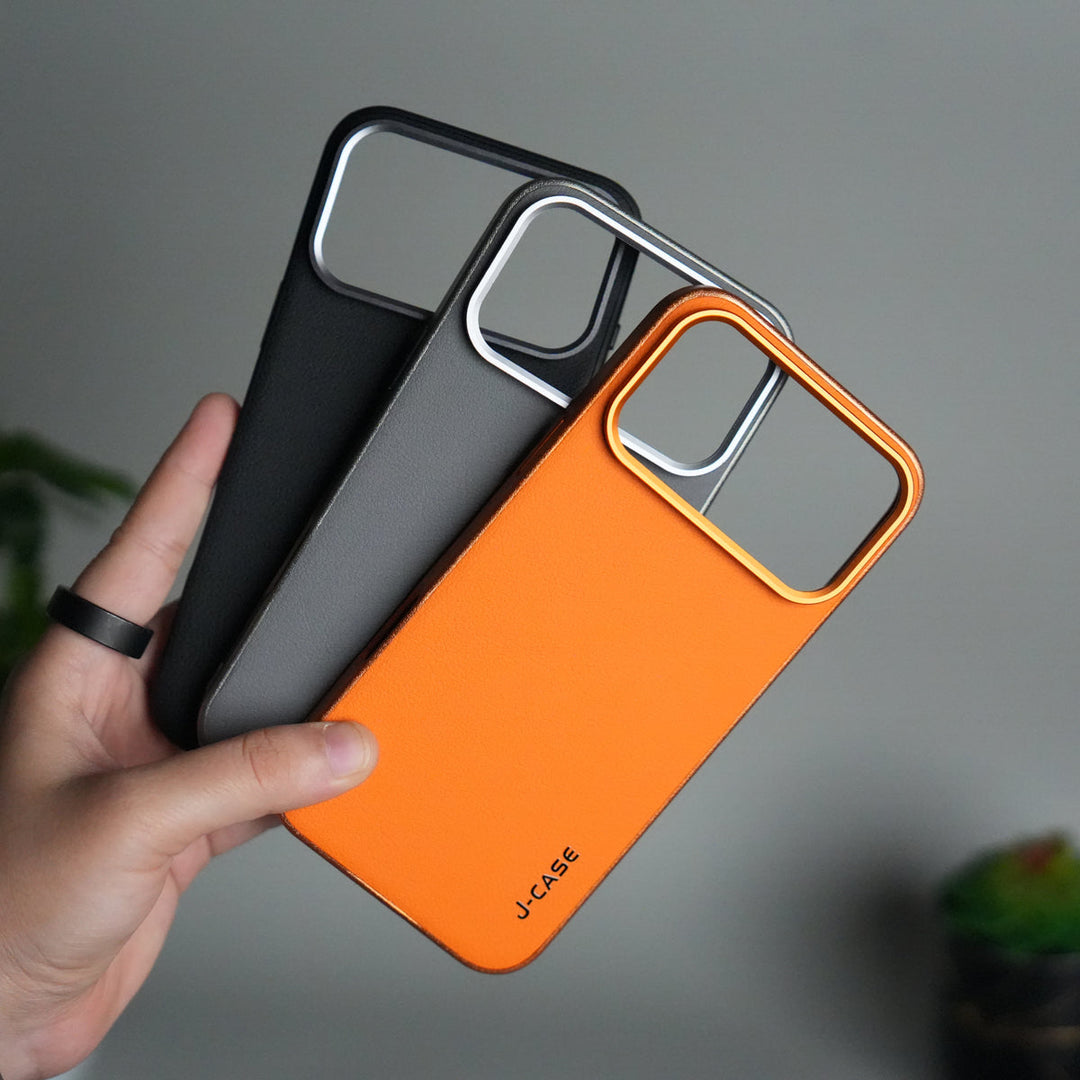 iPhone 17 Pro Max Luxury Leather Matte Case | Slim Protective Metal Frame Back Cover