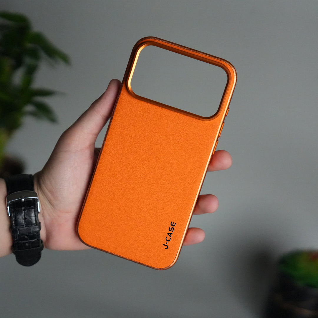 iPhone 17 Pro Max Luxury Leather Matte Case | Slim Protective Metal Frame Back Cover