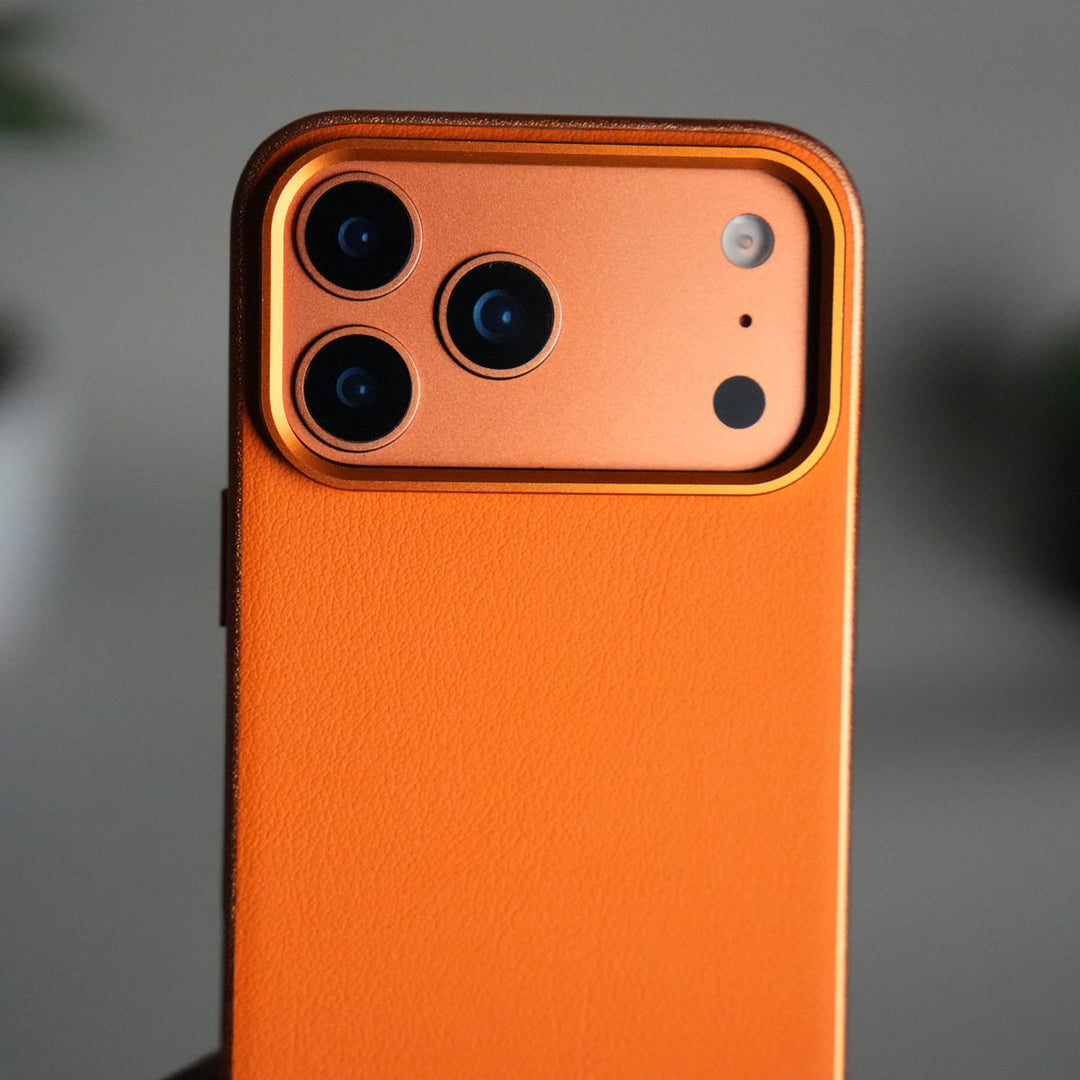 iPhone 17 Pro Max Luxury Leather Matte Case | Slim Protective Metal Frame Back Cover