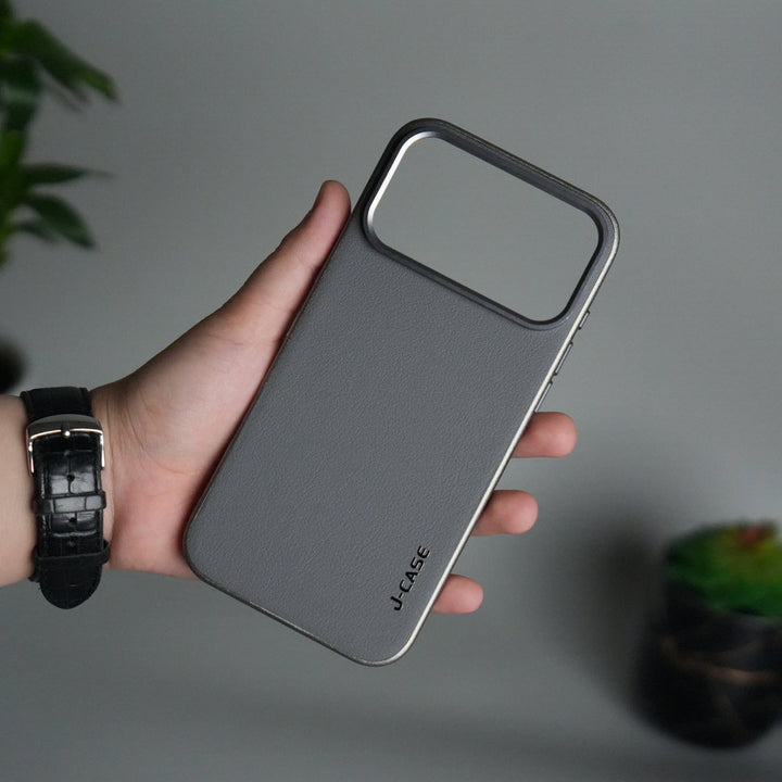 iPhone 17 Pro Max Luxury Leather Matte Case | Slim Protective Metal Frame Back Cover