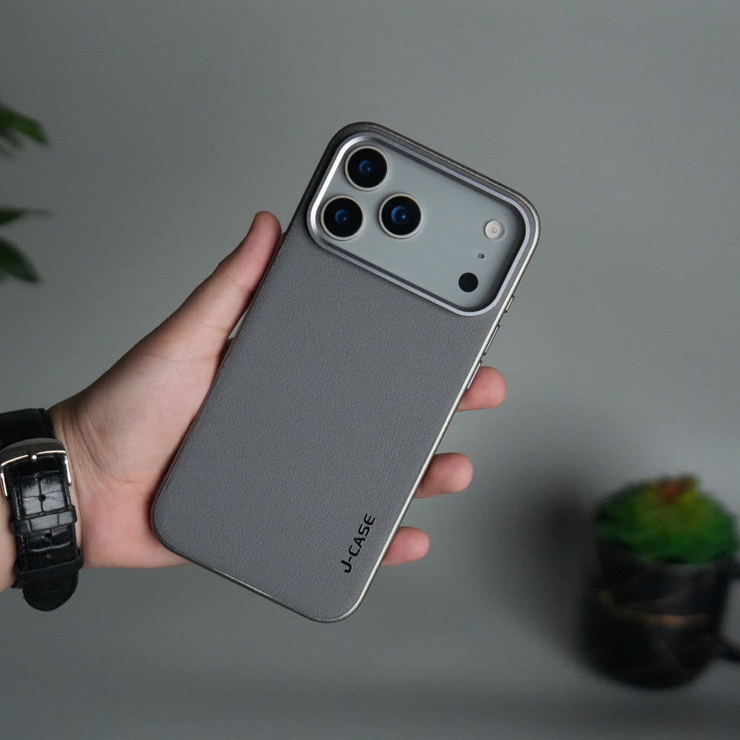 iPhone 17 Pro Max Luxury Leather Matte Case | Slim Protective Metal Frame Back Cover