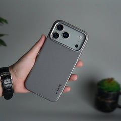 iPhone 17 Pro Luxury Leather Matte Case | Slim Protective Metal Frame Back Cover