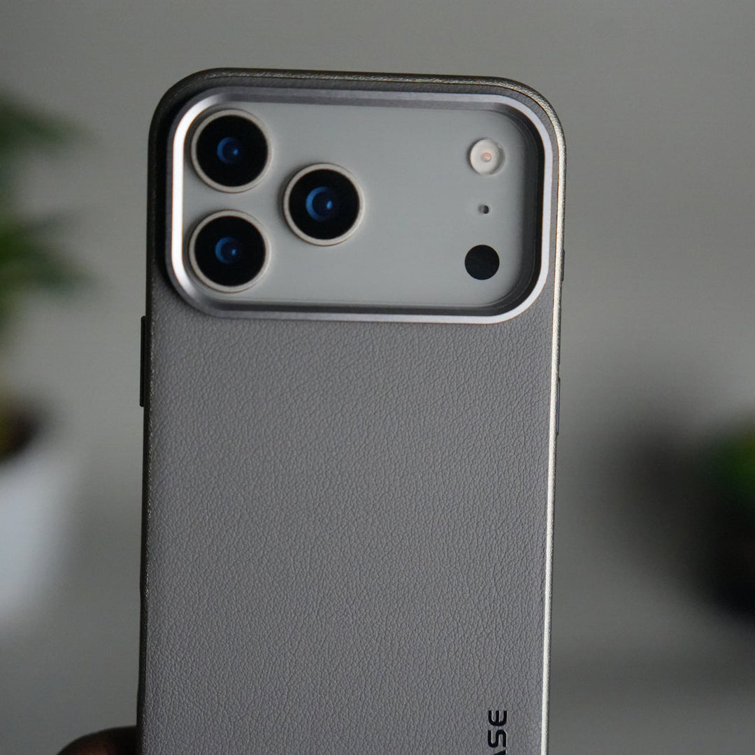 iPhone 17 Pro Max Luxury Leather Matte Case | Slim Protective Metal Frame Back Cover