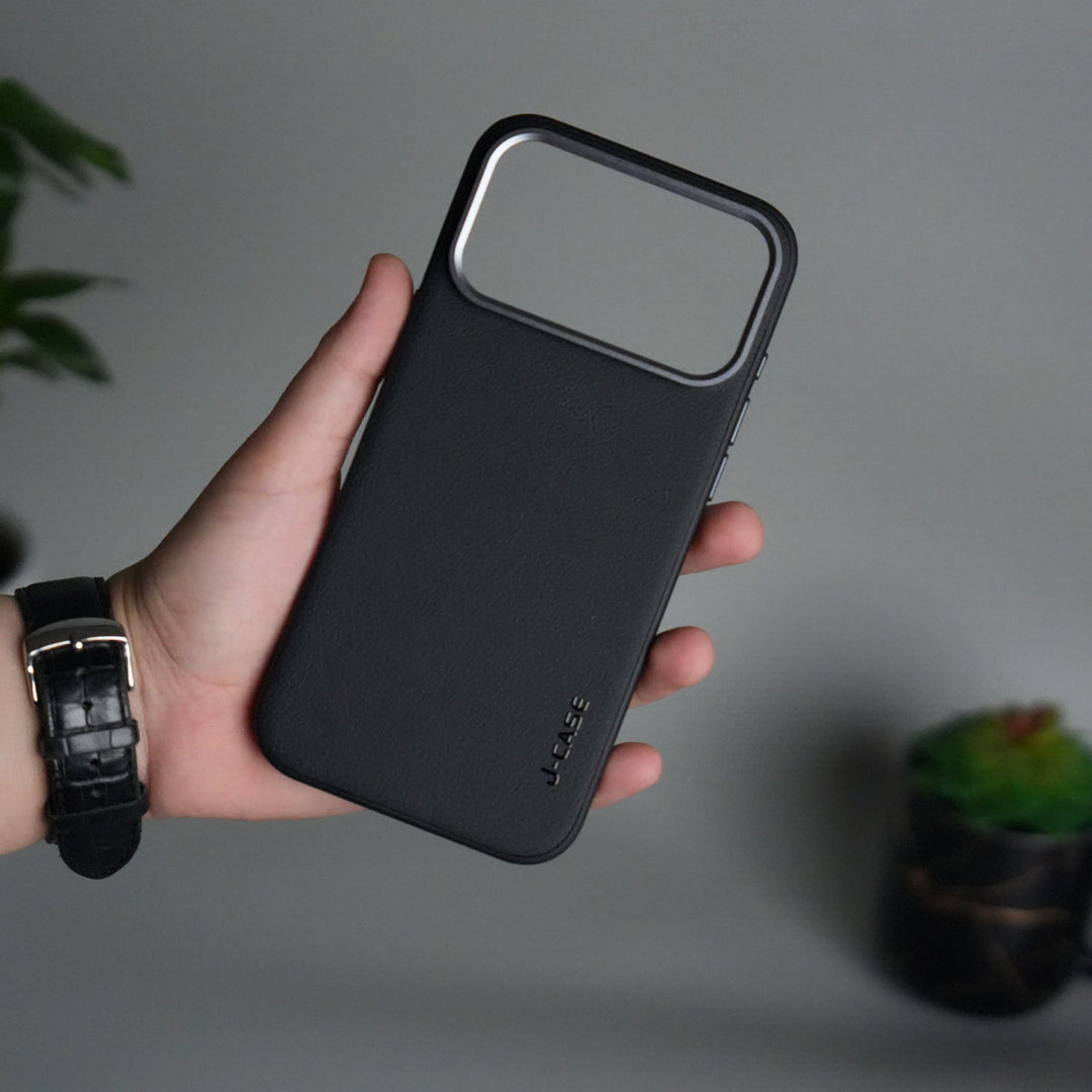 iPhone 17 Pro Max Luxury Leather Matte Case | Slim Protective Metal Frame Back Cover