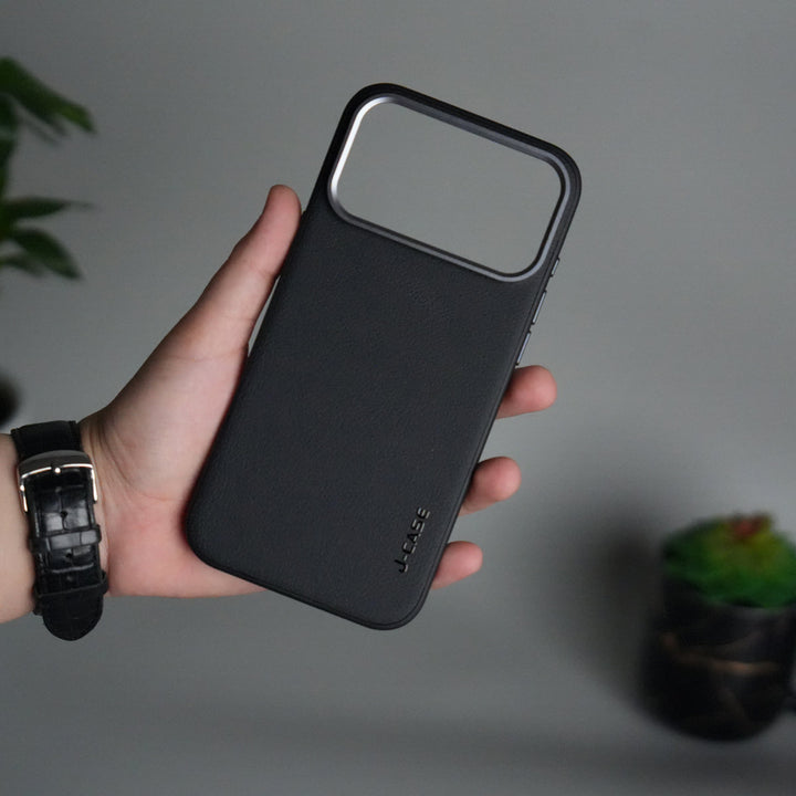 iPhone 17 Pro Max Luxury Leather Matte Case | Slim Protective Metal Frame Back Cover