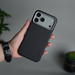 iPhone 17 Pro Luxury Leather Matte Case | Slim Protective Metal Frame Back Cover