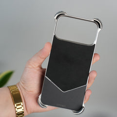iPhone 18 Series Premium Blue Carbon Design Aluminium Metal Snap On Rotating Stand case
