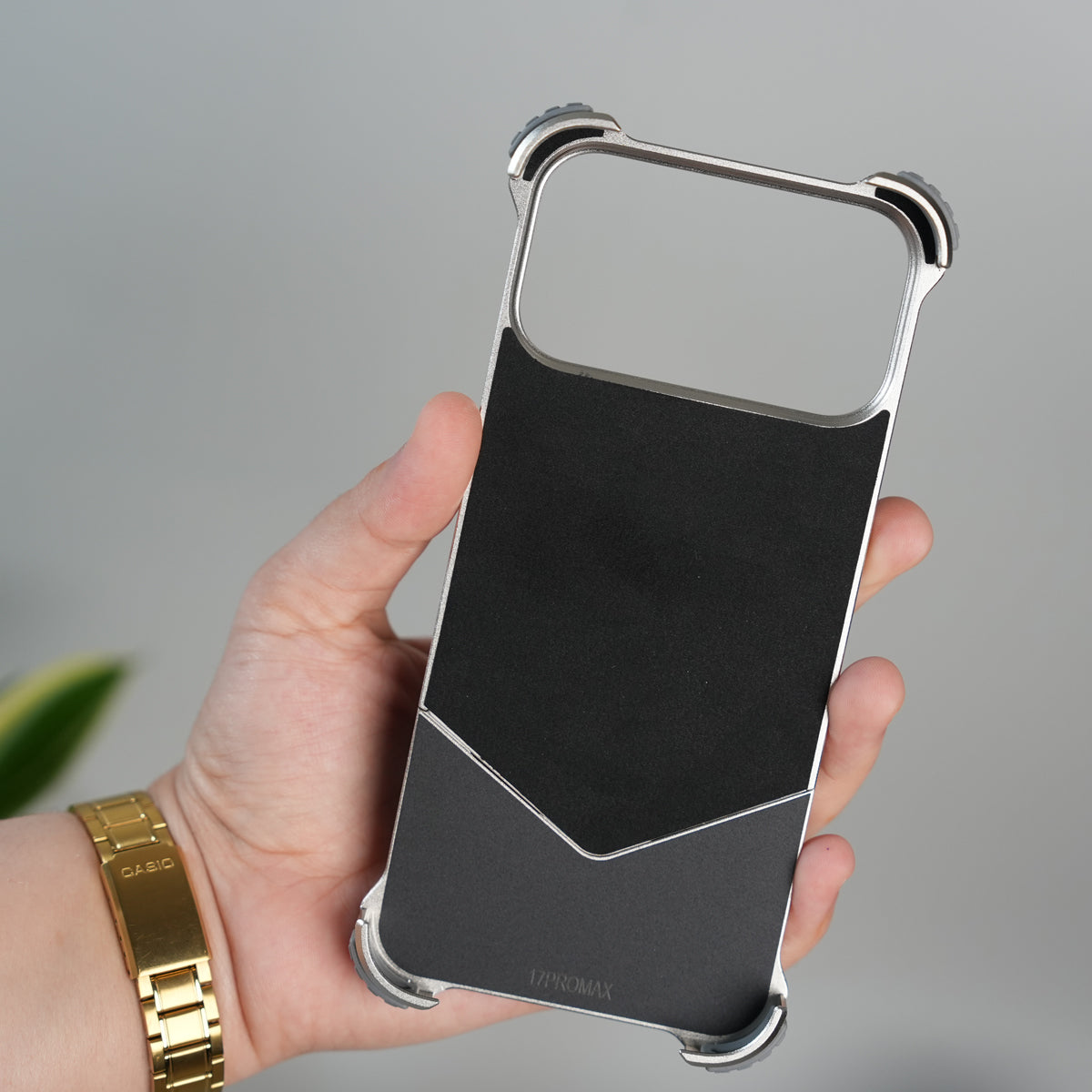 iPhone 18 Series Premium Blue Carbon Design Aluminium Metal Snap On Rotating Stand case