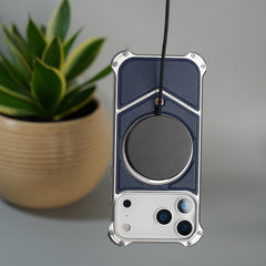 iPhone 18 Series Premium Blue Carbon Design Aluminium Metal Snap On Rotating Stand case