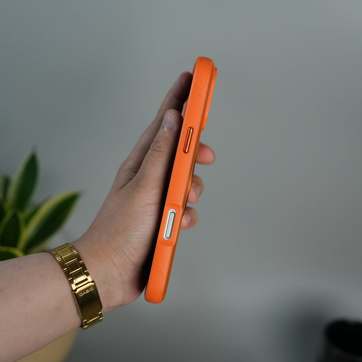 iPhone 17 Series Magnetic Ring Stand Case | Frosted Shockproof Back Cover with Metal Kickstand | Orange