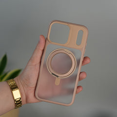 iPhone 17 Pro Frosted Case with MagSafe Metal Kickstand | Shockproof Matte Hybrid Cover