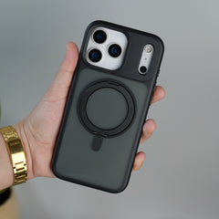 iPhone 17 Pro Frosted Case with MagSafe Metal Kickstand | Shockproof Matte Hybrid Cover