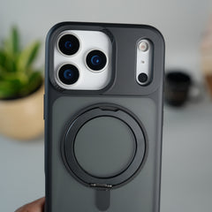 iPhone 17 Pro Frosted Case with MagSafe Metal Kickstand | Shockproof Matte Hybrid Cover