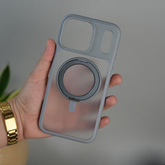 iPhone 17 Pro Frosted Case with MagSafe Metal Kickstand | Shockproof Matte Hybrid Cover