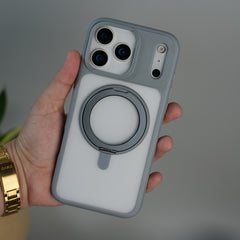 iPhone 17 Pro Frosted Case with MagSafe Metal Kickstand | Shockproof Matte Hybrid Cover