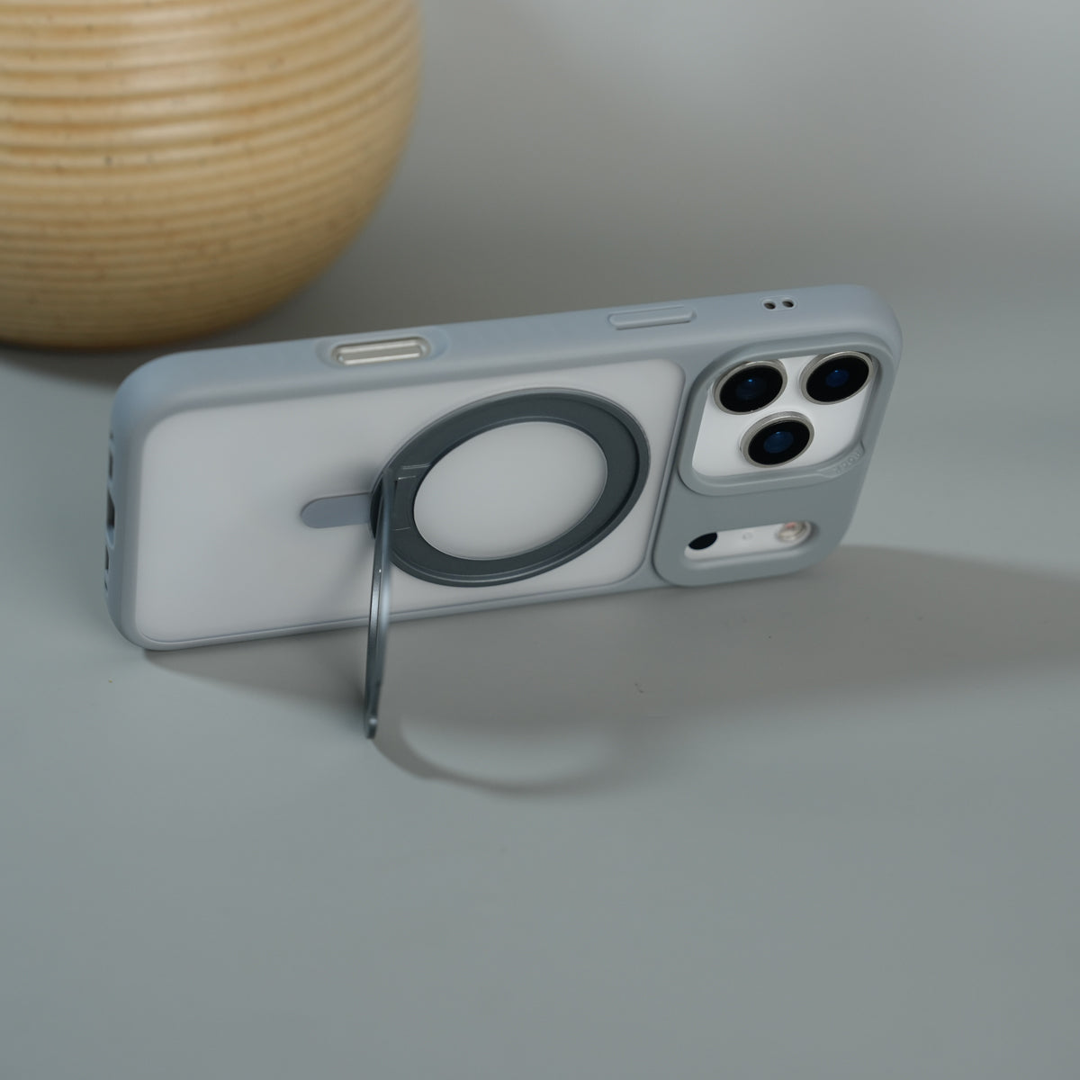 iPhone 17 Pro Frosted Case with MagSafe Metal Kickstand | Shockproof Matte Hybrid Cover