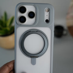 iPhone 17 Pro Frosted Case with MagSafe Metal Kickstand | Shockproof Matte Hybrid Cover