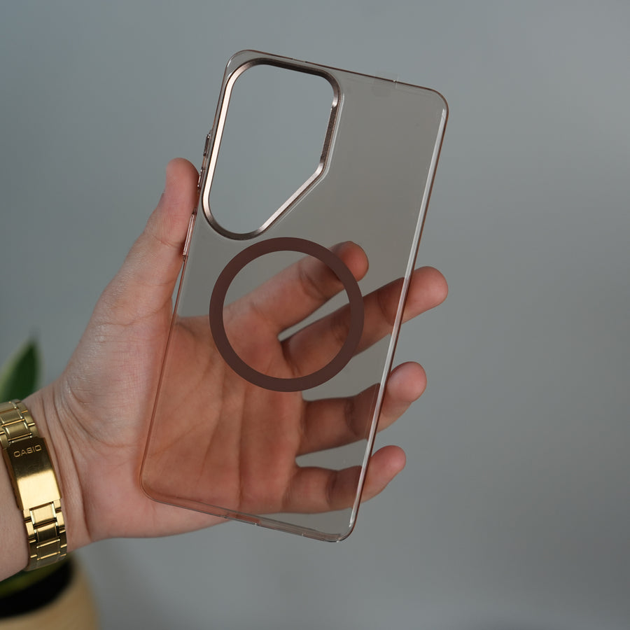 Galaxy S26 Ultra Non Yellowing Transparent MagSafe Back Cover with Magnetic Ring & Camera Protection | Desert