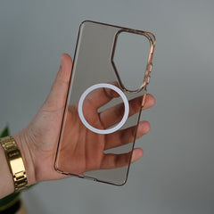 Galaxy S26 Ultra Non Yellowing Transparent MagSafe Back Cover with Magnetic Ring & Camera Protection | Desert
