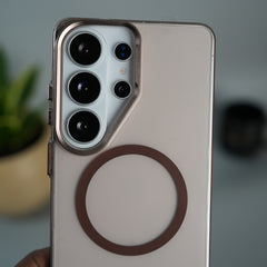 Galaxy S26 Ultra Non Yellowing Transparent MagSafe Back Cover with Magnetic Ring & Camera Protection | Desert