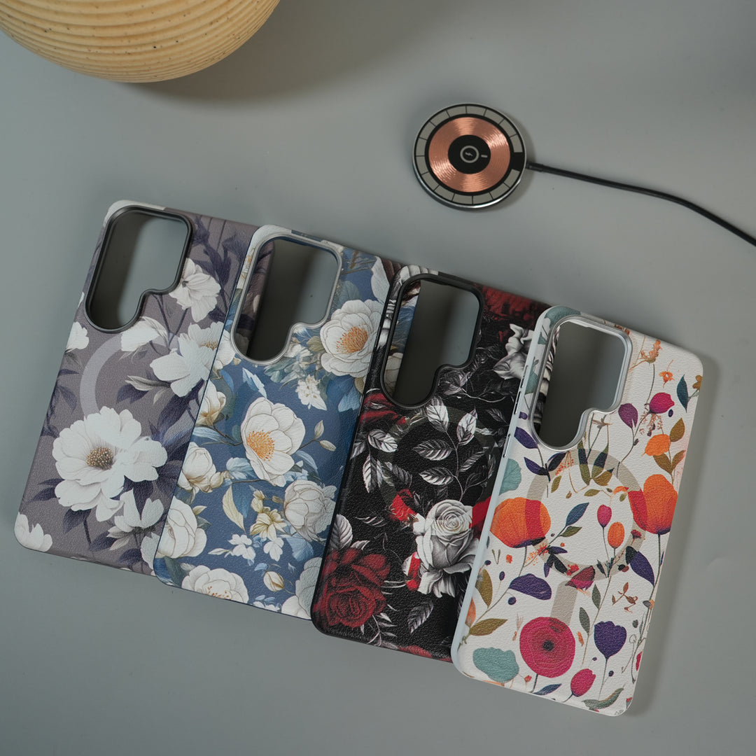 Galaxy S26 Ultra Premium Floral Leather MagSafe Case Back Cover
