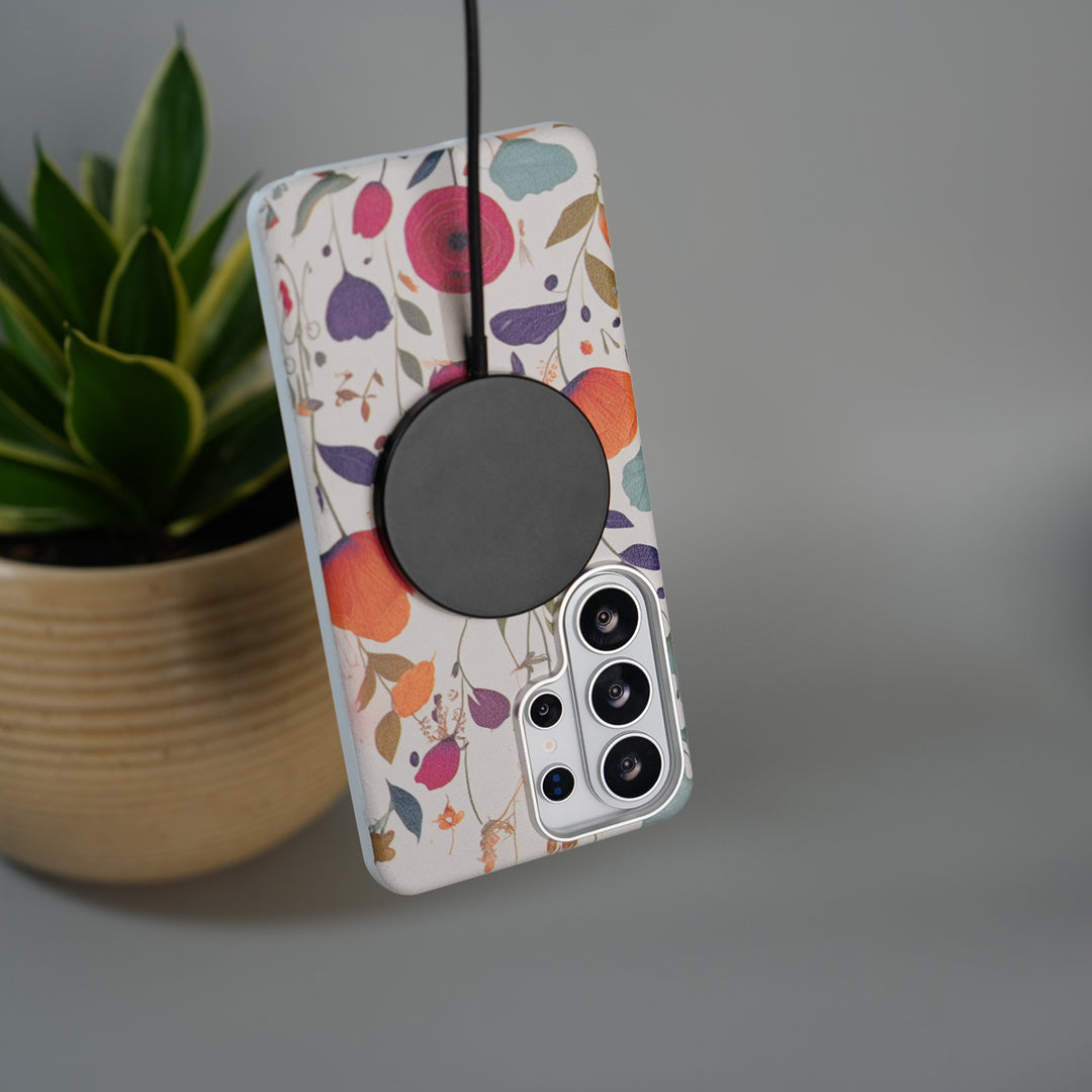 Galaxy S26 Ultra Premium Floral Leather MagSafe Case Back Cover