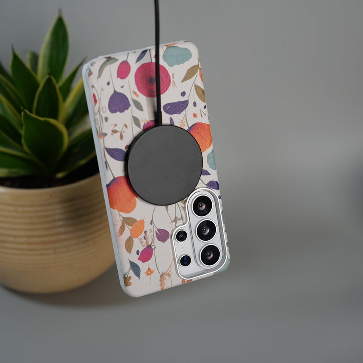 Galaxy S26 Ultra Premium Floral Leather MagSafe Case Back Cover