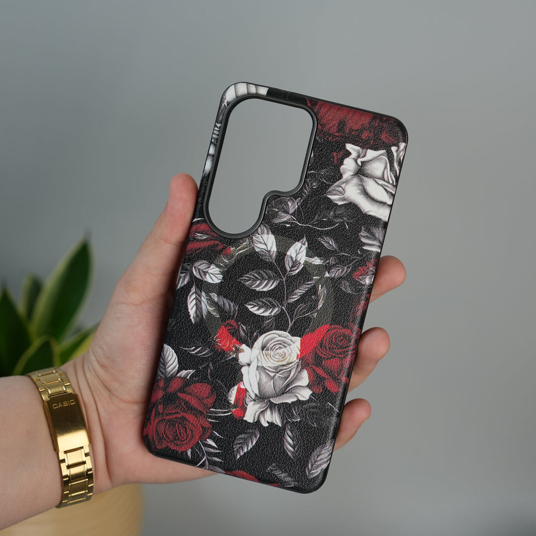Galaxy S26 Ultra Premium Floral Leather MagSafe Case Back Cover