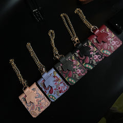 Floral Stitched Leather-Style Case for Galaxy Z Flip 7 | Detachable Chain Strap