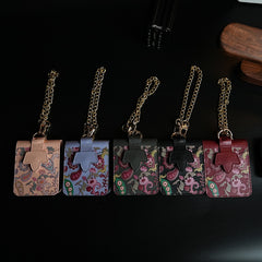 Floral Stitched Leather-Style Case for Galaxy Z Flip 7 | Detachable Chain Strap