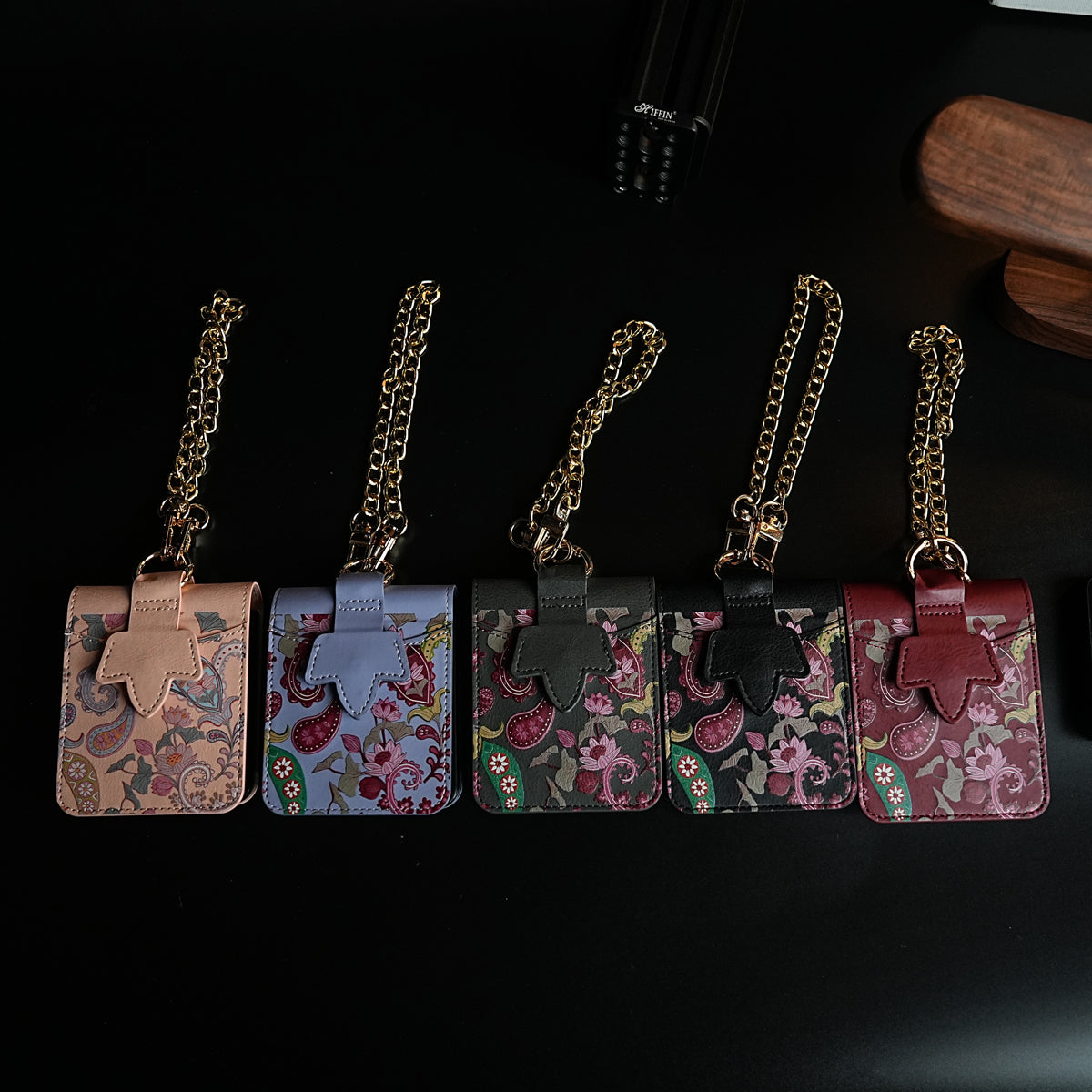 Floral Stitched Leather-Style Case for Galaxy Z Flip 7 | Detachable Chain Strap